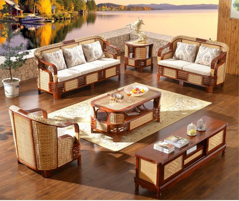 

high quanlity garden furniture patio furniture outdoor rattan sofa tea table wicker cushioned rattan furnitures