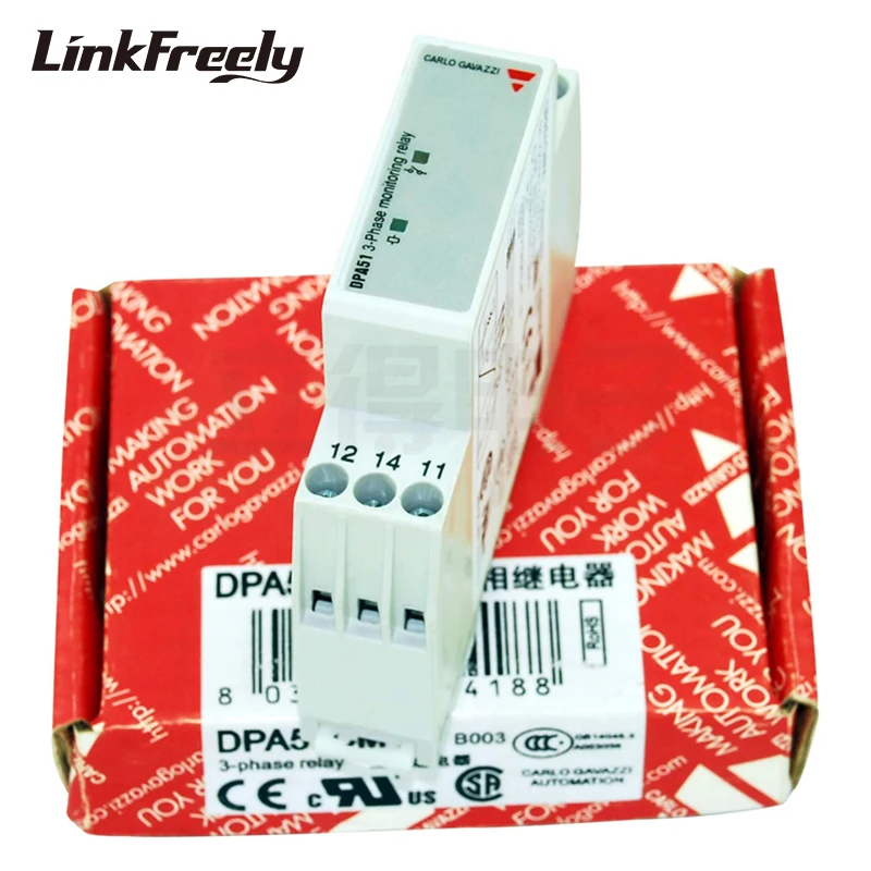 DPA51CM44 3 Phase Sequence Protection Relay Module & Board 5A 24V DC 250VAC Out In 208-480VAC Monitoring Voltage Relay Din Rail