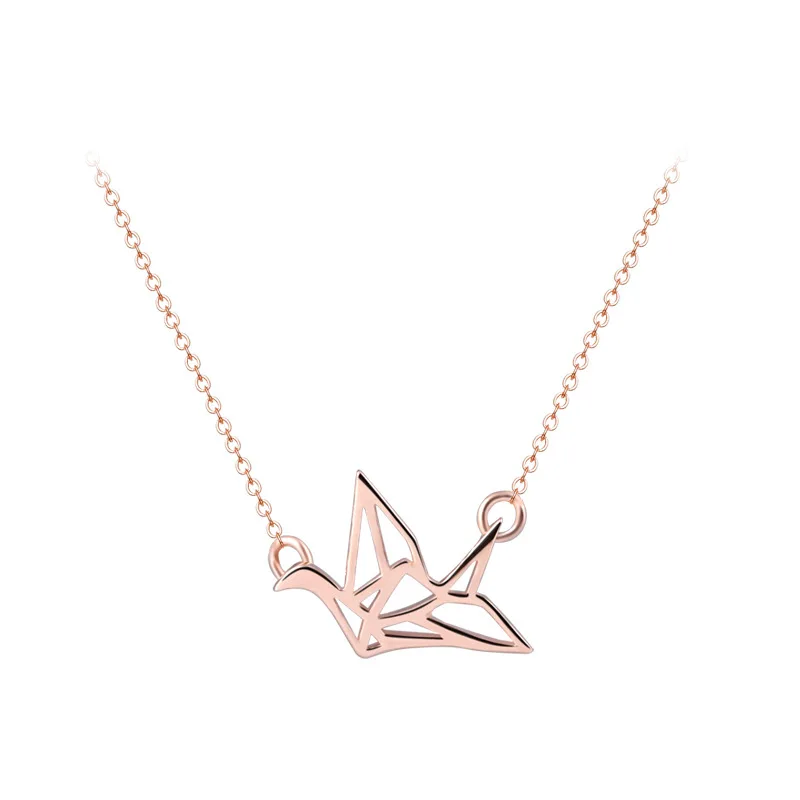 INZATT New Arrival Real 925 Sterling Silver BIrd Pendant Necklace for Women Birthday Party Rose Gold Color FINE Jewelry Gift