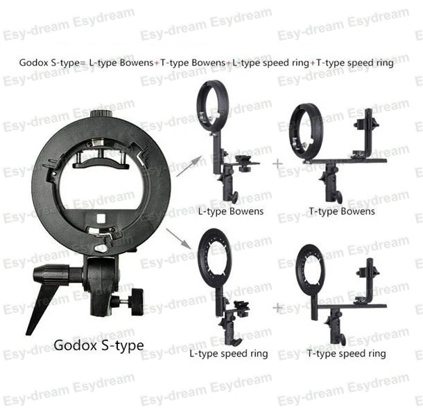 برو Godox S-نوع قوس بونز S جبل حامل محول لكانون نيكون Yongnuo نيسين ميتز Speedlite فلاش سنوت سوفت بوكس PS134