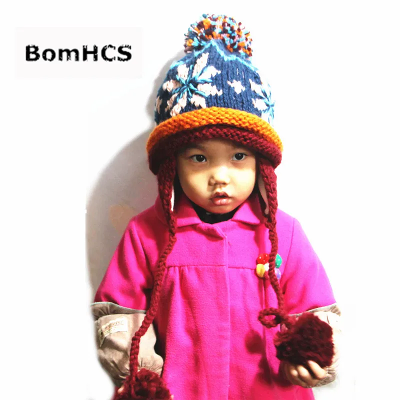 BomHCS 100% Handmade Ethnic Style Crochet Mosaic Parquet Beanie Knitted Hat Women\'s Winter Warm Cap