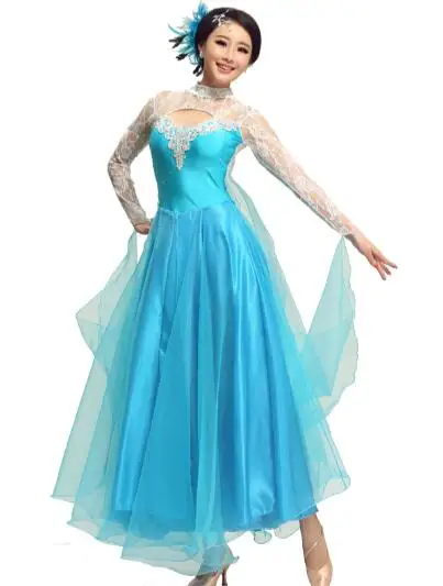 

plus size blue red yellow rhinestone Ballroom Dress Viennese standard ballroom lace ballroom dance dresses tango costumes