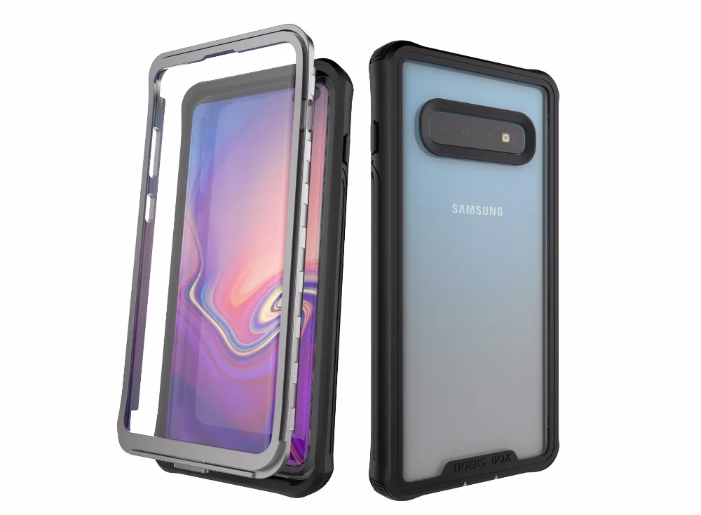Armor 360° Full Protection For Samsung Galaxy S10 Plus Case Cover Transparent PC+TPU+Silicon Phone Case Shockproof Coque Fundas