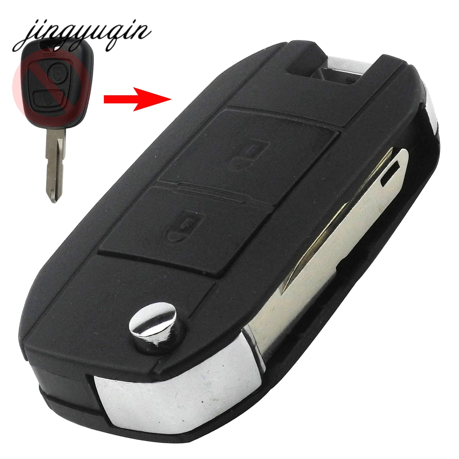 

jingyuqin 10pcs for Peugeot 206 207 306 307 for Citroen C2 C3 C4 C5 C8 Xsara Picasso 2 Button Modified Flip Remote Key Shell