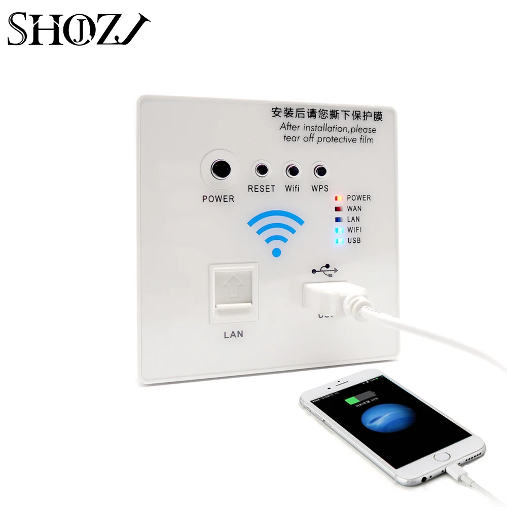 SMART  WiFi Repeater USB LAN 3G300M Wall Embedded AP Wireless WIFI Router Wall Socket Panel