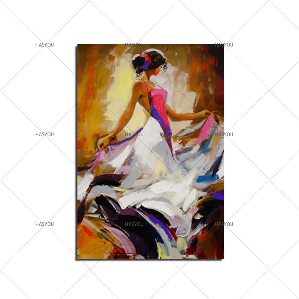 Large Hand-painted Abstract  Knife Oil Painting on Canvas Handmade dancing girl Painting For Living Room Wall Art Picture Gift