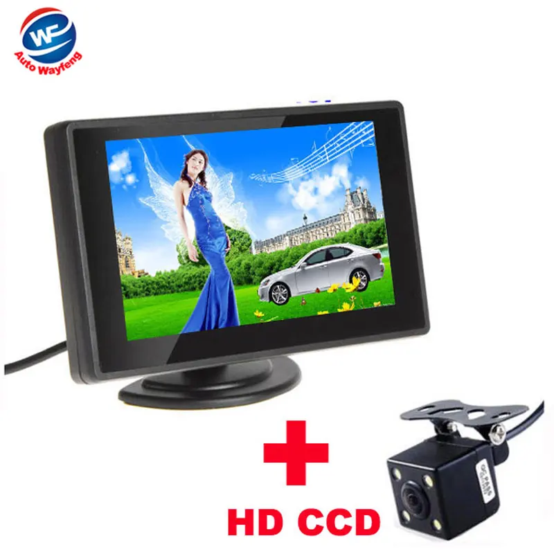 

Waterproof 480TVL 2.8mm 170 Lens Angle CMOS Car Rearview Parking Camera With 4.3 Inch TFT LCD Monitor For Reversing Backup Cam