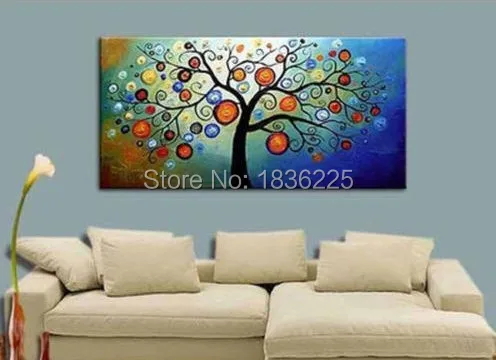 

wall art paintings rich trees with leaves oil painting on canvas hand painted abstract red flower oil painting wall pictures