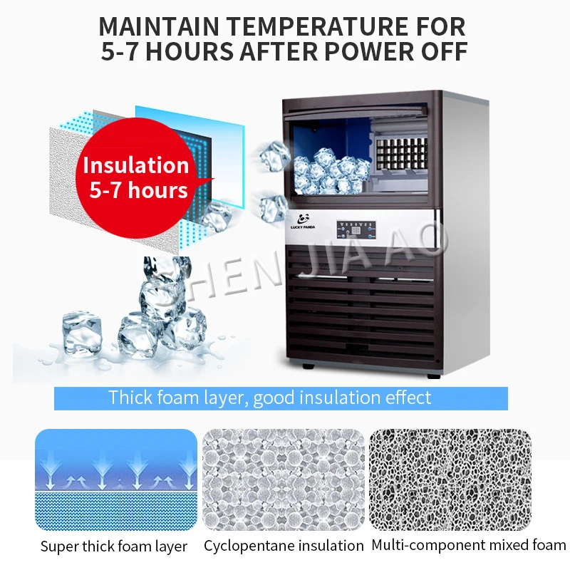 110V/220V Ice Maker Commercial milk-tea shop/small bar/cafe fully automatic large ice cube machine 100kg/24H ice making machine