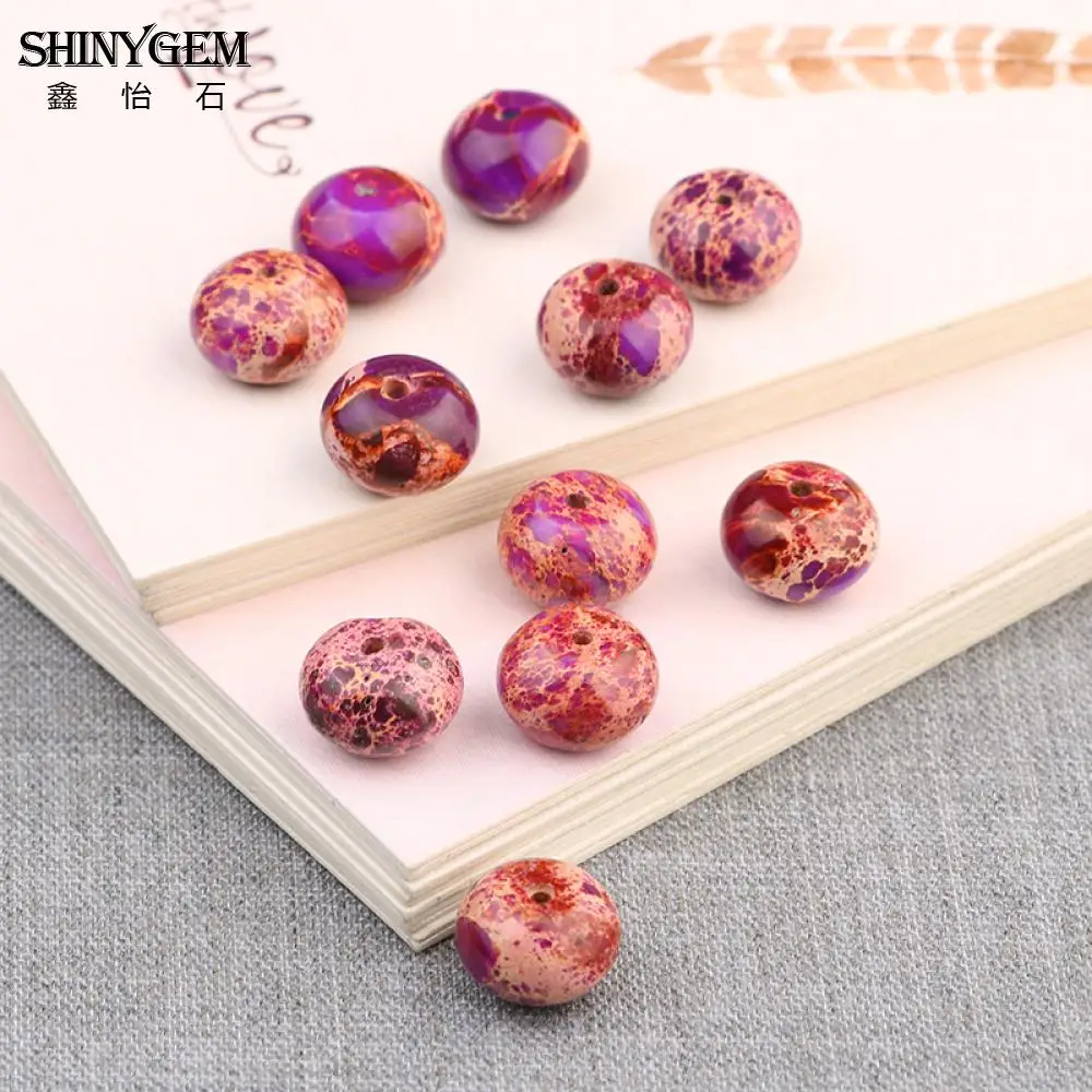 

ShinyGem 7*10mm Purple Rondelle Beads Wholesale Flat Round Sea Sediment Jaspers Natural Stone Beads For Jewelry Making 20pcs/Lot