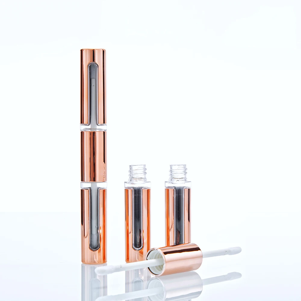 

Pink gold UV color double ended lipstick tube 5ml Two-tone lip gloss