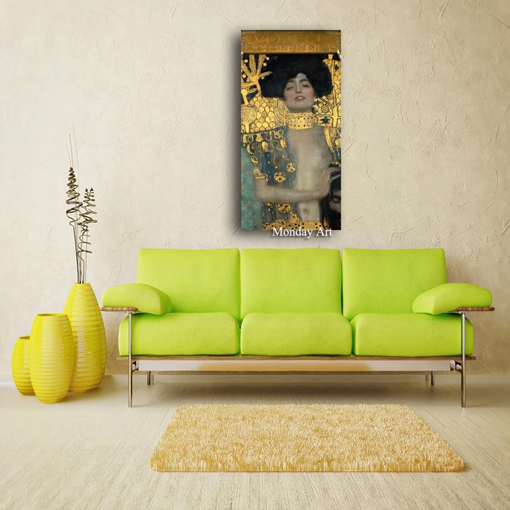 100% Hand Paintied Famous Reproduction Gustav Klimt Paintings The Kiss Adele Danae Oil painting Wall Art For Living Room