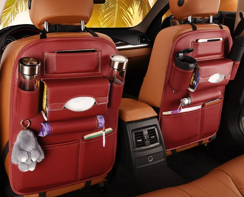 2022 New Car Seat back Storage Organizer Bag Universal PU Leather Multifunction Storage Box Stowing Tidying Pocket Auto Styling
