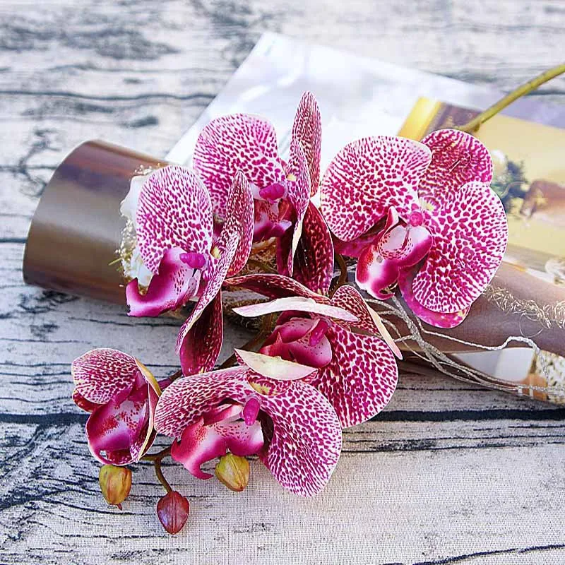 3D kleine Schmetterlings-Orchidee, 6 Köpfe/Bündel, gefälschte Blume, Zuhause, Vorhänge, Wand, Hochzeitsdekoration, Weihnachten, DIY, künstliche Phalaenopsis – Detail 16