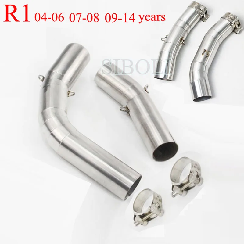 

R1 Motorbike Middle Link Pipe Stainless Steel Motorcycle Parts Slip-on Exhaust For YAMAHA YZF R1 2004-06 2007-08 2009-14 Years