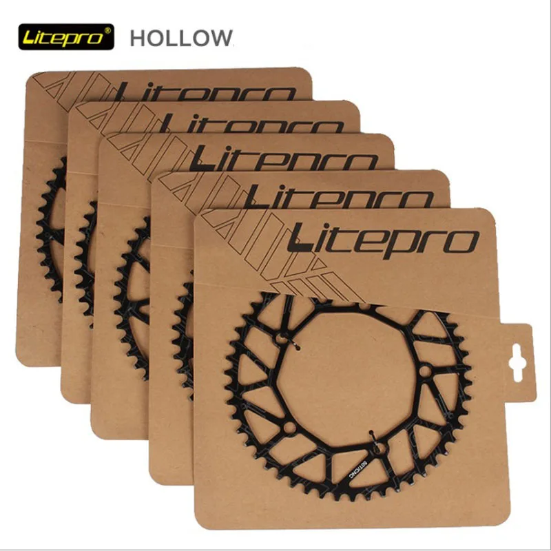 LP litepro Cogwheel left and right crank set Road bike folding car modification Single disc 130 BCD bicycle parts Including axis image 2