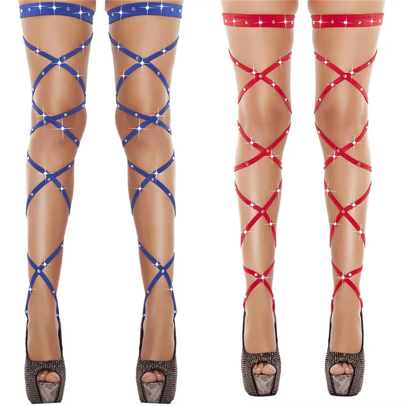 Women's Sexy Stockings Punk Goth Hollow Out Bandage Nylon Stockings Pole Dance Sexy Underwear Female Sexy Lingerie Leg Harness