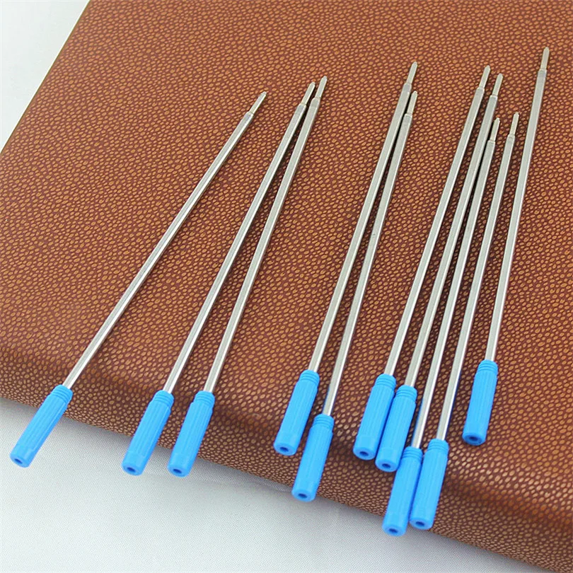 10pcs Universal Standard Black Blue style Ballpoint pen Refill Crystal Brand Metal Pen refills oily