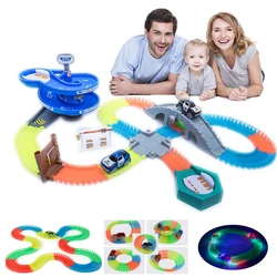 KACUU-Jouets de piste de course magiques brillants pour enfants, accessoires universels de bricolage, rampe, pont de route tournant, carrefour, cadeau