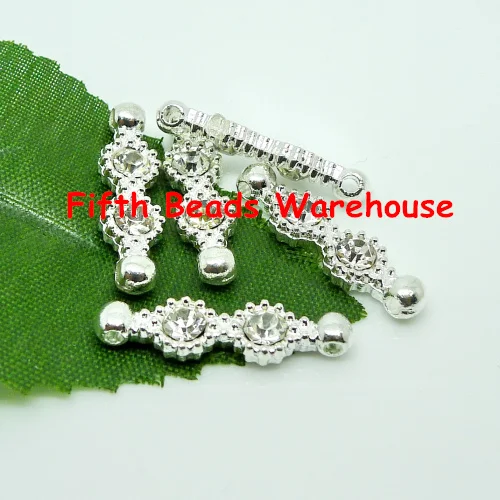 

free shipping 6x23mm silver colour flower shape rhinestone connection beads with 2 hole clasp 100pcs/lot R120