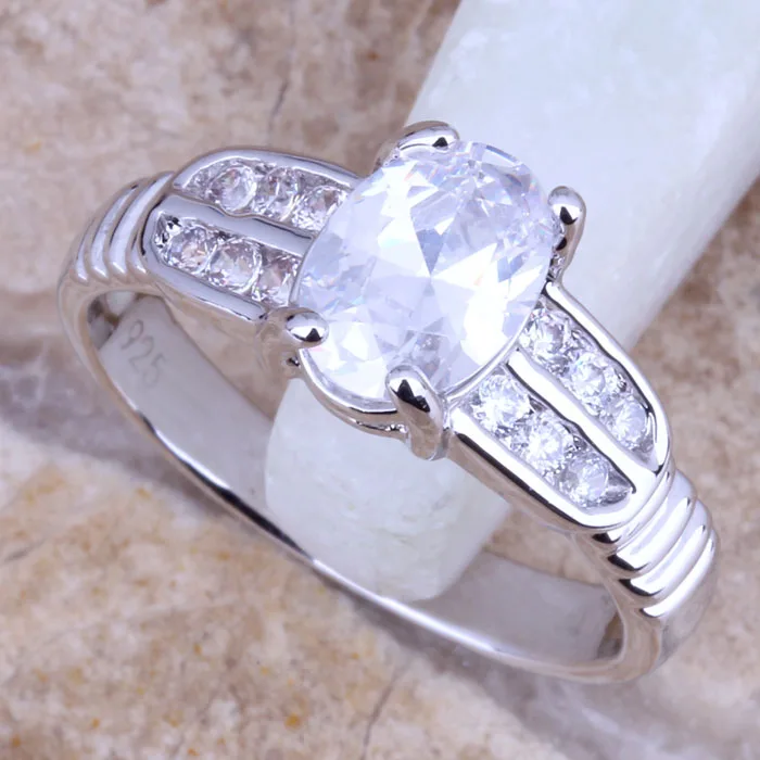 Angelic White CZ Silver Plated  Fashion Fine Ring Size 6 - 9 R0038