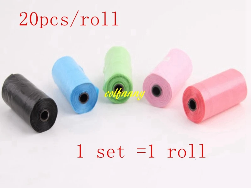 

200sets/lot=4000pcs Fast shipping 20pcs/roll Pure color Degradable Pet Dog Waste Poop Bag Doggy Bags