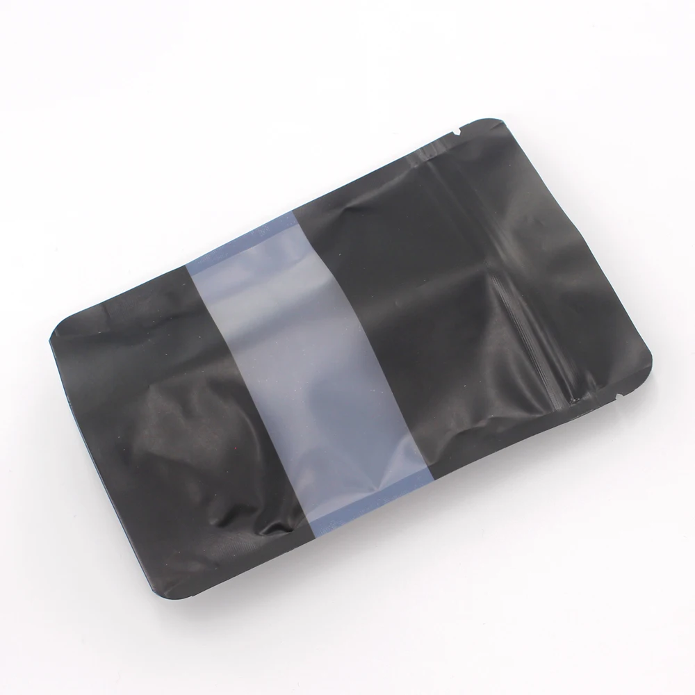 6 Sizes Thick Reclosable PE Ziplock Packaging Bag Matte Black Stand Up Zip Lock Plastic Bags Food Gift Storage Bag with Window