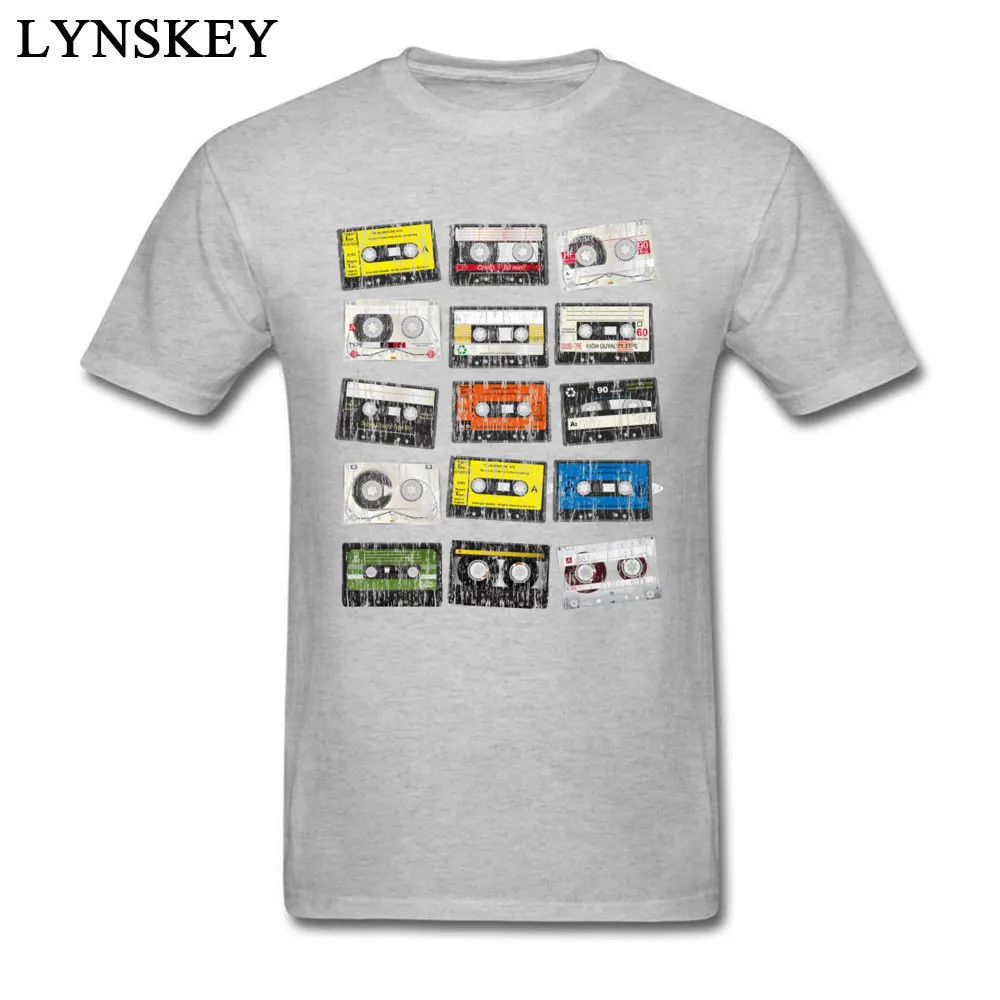 Retro Vintage Cassettes Mens T Shirts Short Sleeve 100%  Slim Fit Tshirts Hip Hop Men Male Round Collar