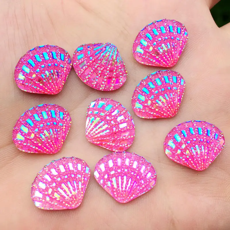 Lovely Shell Shape Resin Rhinestone Flat Back Crystals Rhinestones Stones DIY Hair Clip Headwear Decoration 20pcs/lot 15*18mm