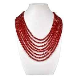 Faceted 4*6mm Red multi-layer cutting Glass Crystal Fit Manual diy necklace 17-25inch for Female Wholesale H220