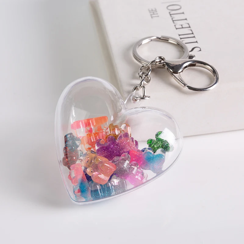 1PC Stereoscopic Keychain Resin bear charms resin Handbag keyring for woman Car pendants Cute jewelry