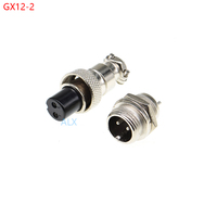 5SET GX12-2 aviation plug socket Circular connector 12mm Diameter GX12 2PIN Male Female Wire Panel Connector Circular Screw Type