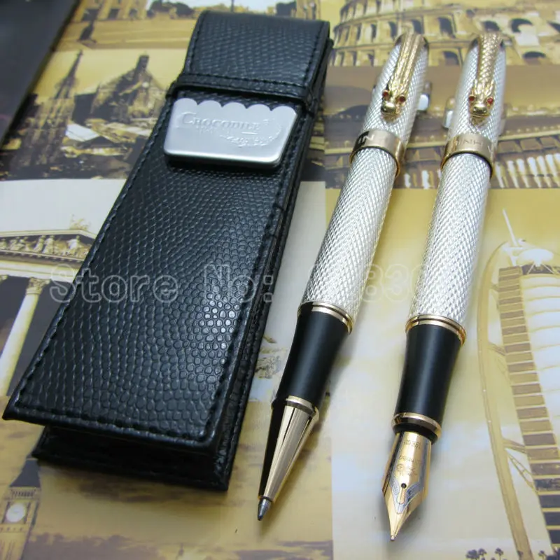 2pcs Jinhao high quality noble dragon medium nib fountain pen and holster feel heavy wholesale  shipping