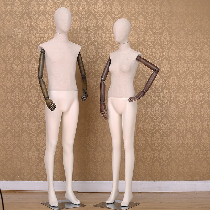 Best Quality Full Body Man Mannequins with Wooden Flexible Arms Manikin for Window Display