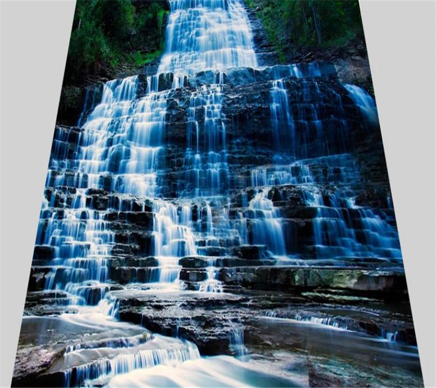 Custom Photo 3d flooring Wallpaper Home Decoration Nature waterfall PVC Wallpaper Self-adhesive flooring Wallpaper-3d Beibehang