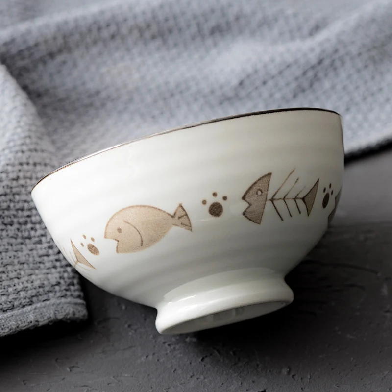 1pc Cute Ceramic Cat Dish Japanese Kitten Design Dinnerware Rice Noodle Bowl Dinner Plate Sauce Dish 4.5/5.5/6.5/7 inch