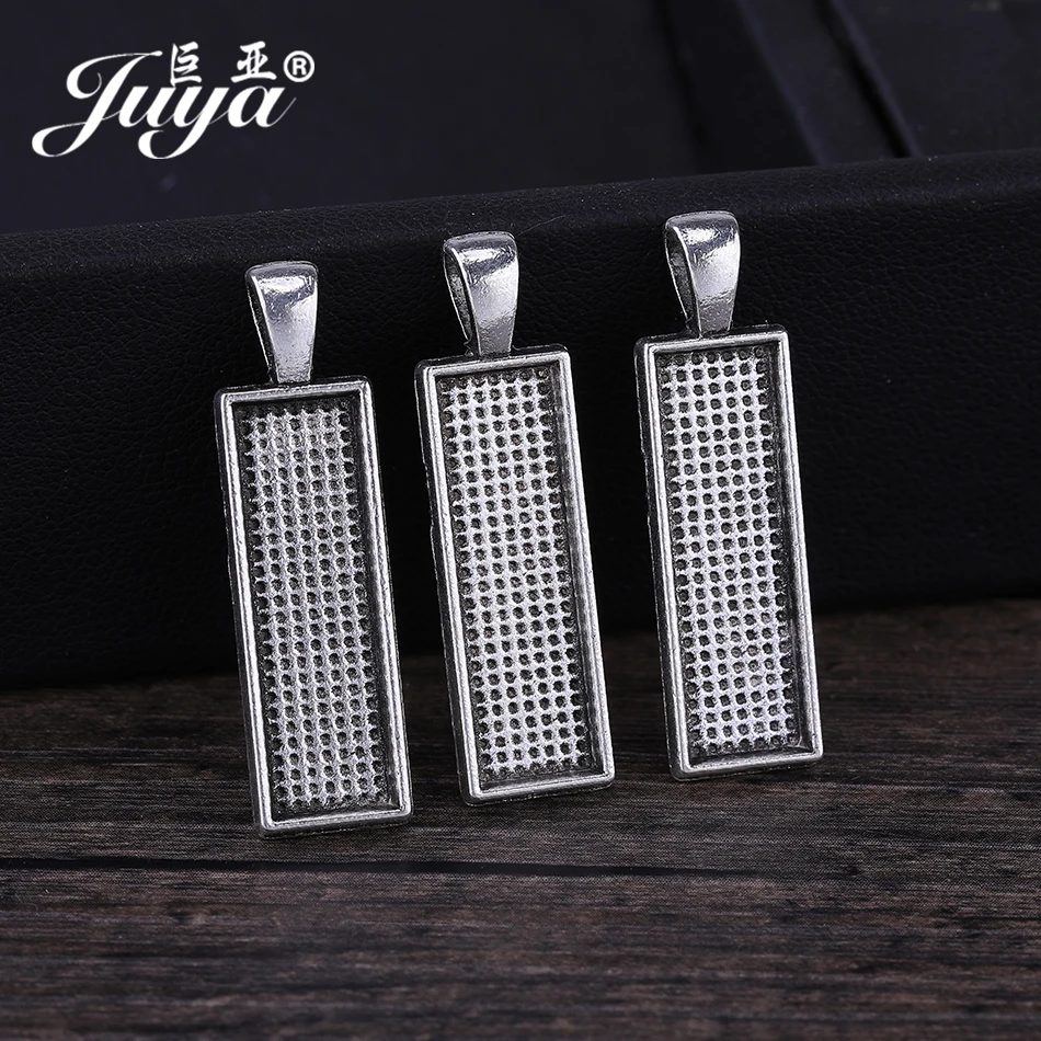 10 Cái/lốc 8X26Mm Hình Chữ Nhật Mặt Dây Chuyền Cabochon Đế Thiết Lập Cho Mặt Dây Chuyền Vòng Cổ Vòng Tay DIY Trang Sức Làm Cho Những Phát Hiện Phụ Kiện