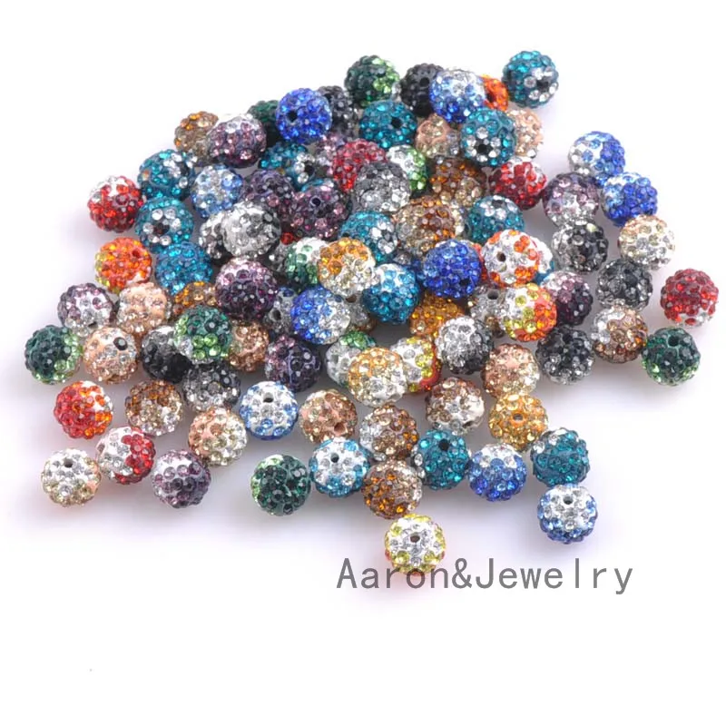 10mm Gradient Color Clay Paved Crystal Disco Rhinestone Ball Shape Beads for Diy Bracelet Jewelry Making 50pcs/lot S0010-S