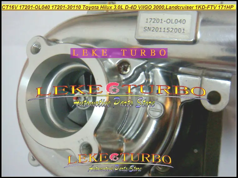 Free Ship CT16V 17201-OL040 17201-30110 Turbo Turbocharger For TOYOTA Landcruiser HI-LUX  Hilux ViIGO 3000 1KD-FTV 1KD 3.0L D-4D