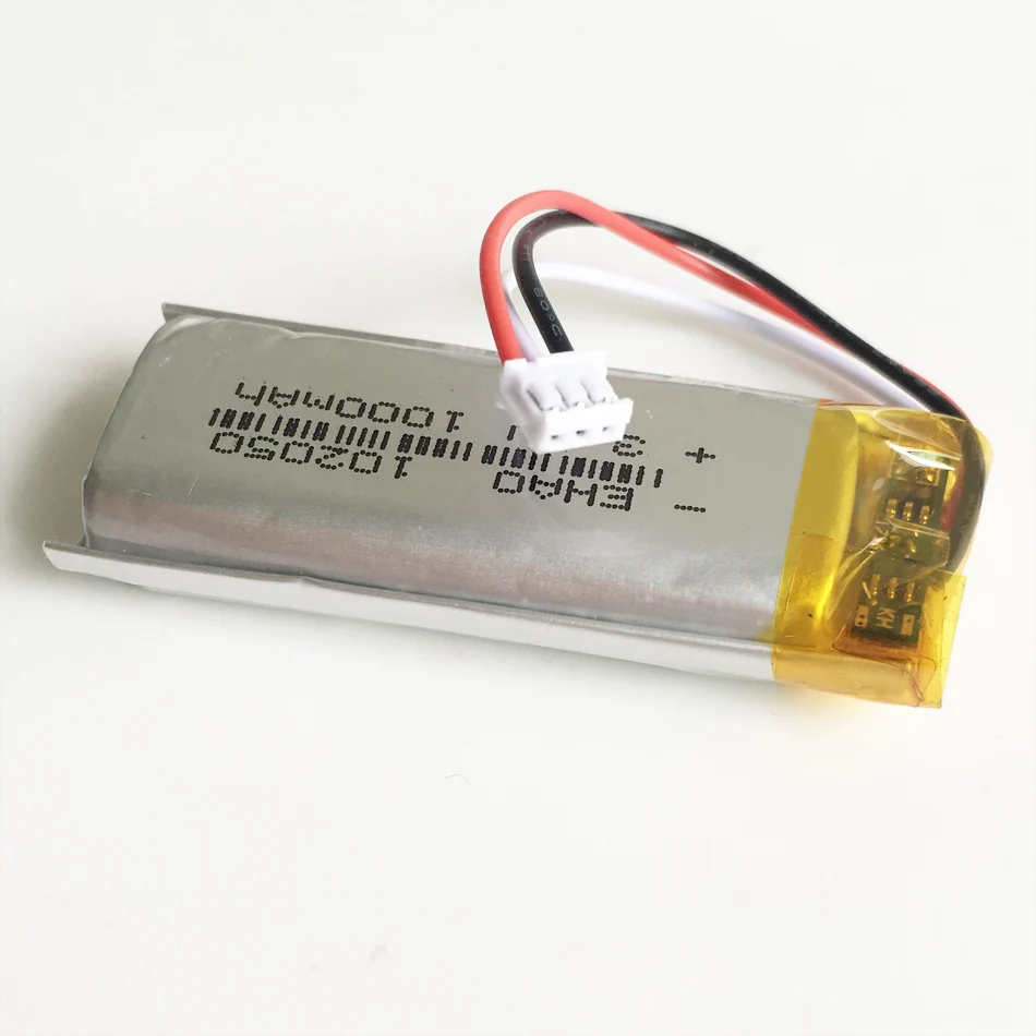 Akumulator Lipo 3,7 V 1000 mAh 102050   z wtyczką JST 3PIN 1.0/1.25/1.5/2.0/2.5 do kamery GPS z mikrofonem przewodowym