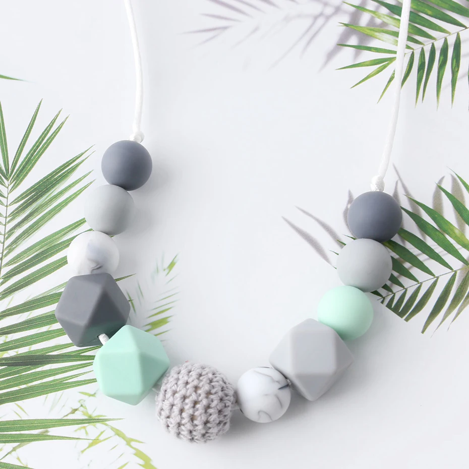 1pc Handmade Women Teething Necklace Silicone Baby Teether DIY Necklace for Infant Baby/Breastfeeding Chew Nursing Jewelry Toys