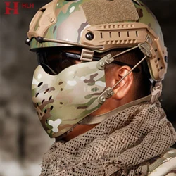 Hlhsport-mascarilla de malla táctica para Airsoft, protector facial para caza, fiesta militar, película, camuflaje, fantasma, combate