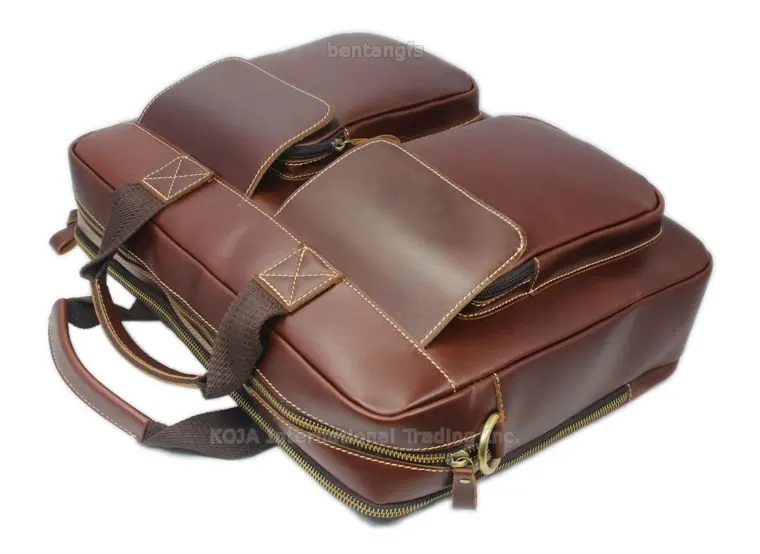 Luxury Italian Genuine Leather Briefcase Men leather 15.6\