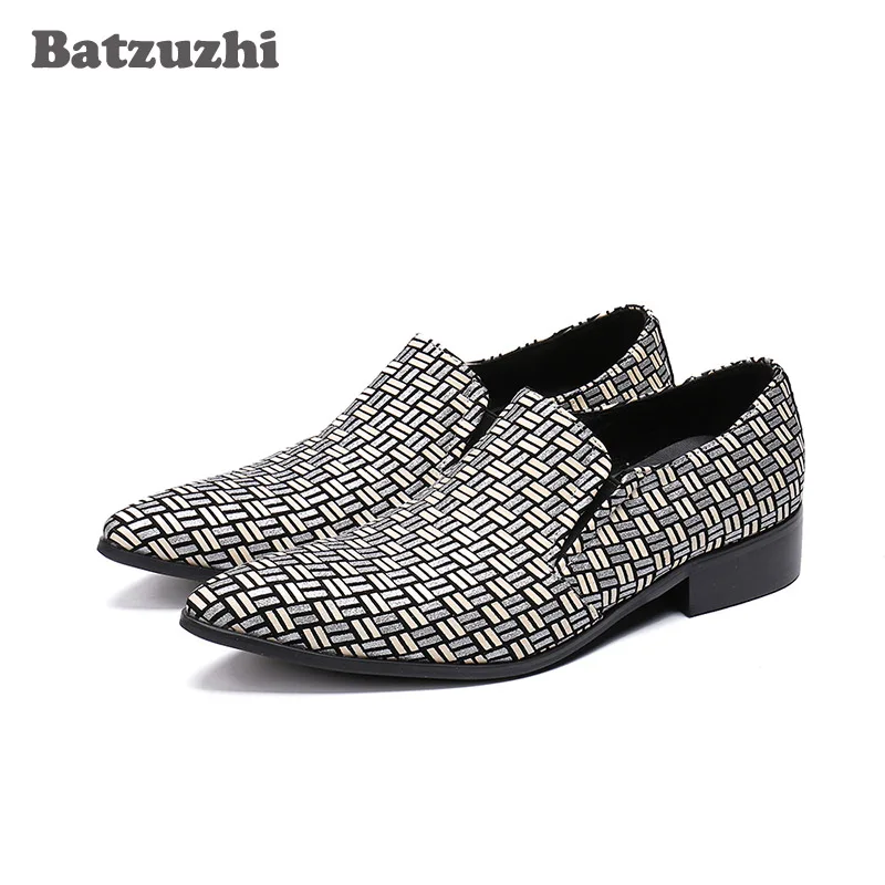 

Batzuzhi Brand Shoes Men Wave Formal Leather Dress Shoes Pointed Zapatos Hombre Slip-on sepatu pria Business and Party Flats