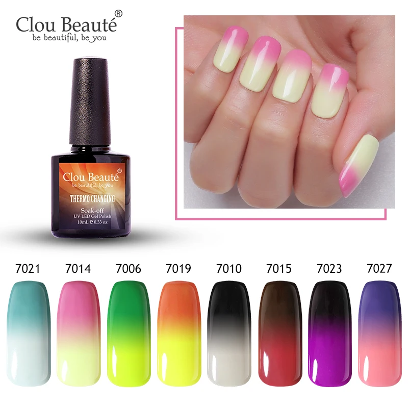 Clou Beaute Thermo Ändern Gel Nagellack Tränken Weg UV Nagel Gel Lack UV/LED Gel Temperatur Lack Gel lange Anhaltende Poliermittel