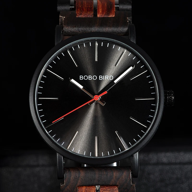 relogio masculino BOBO BIRD Men Quartz Wristwatch Wooden Watch Timepieces With Gift Wood Box V-S19