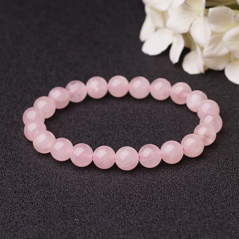 6mm Pink white purple crystal Quartz Natural Stone Streche Bracelet Elastic Cord Pulserase Jewelry Beads Lovers woman Gift