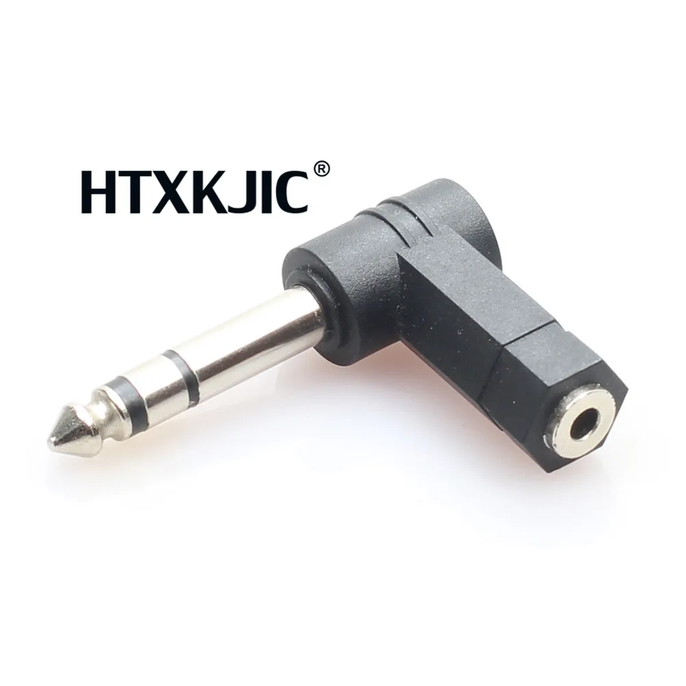 100 Cái 6.35 mét Nam đến 3.5 mét Nữ Cắm 3 Cực Phải Angle Stereo Audio Adapter 90 Bằng 6.35-3.5 Nam nối