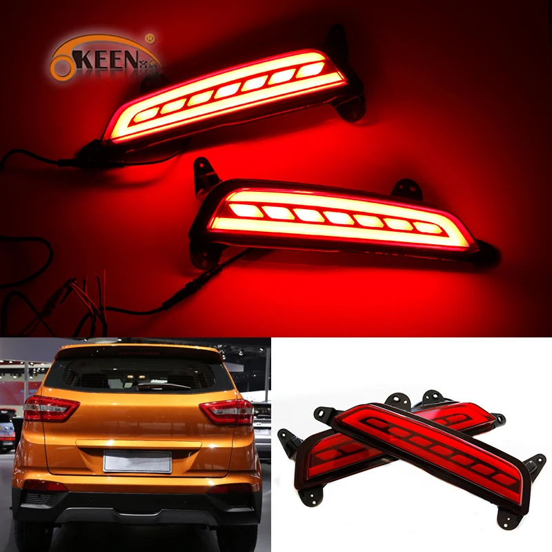 

OKEEN 2x Car LED Rear Bumper Reflector Light For Hyundai IX25 LED Parking Warning Stop Brake Turn Signal Light 12V Car Fog Lamp