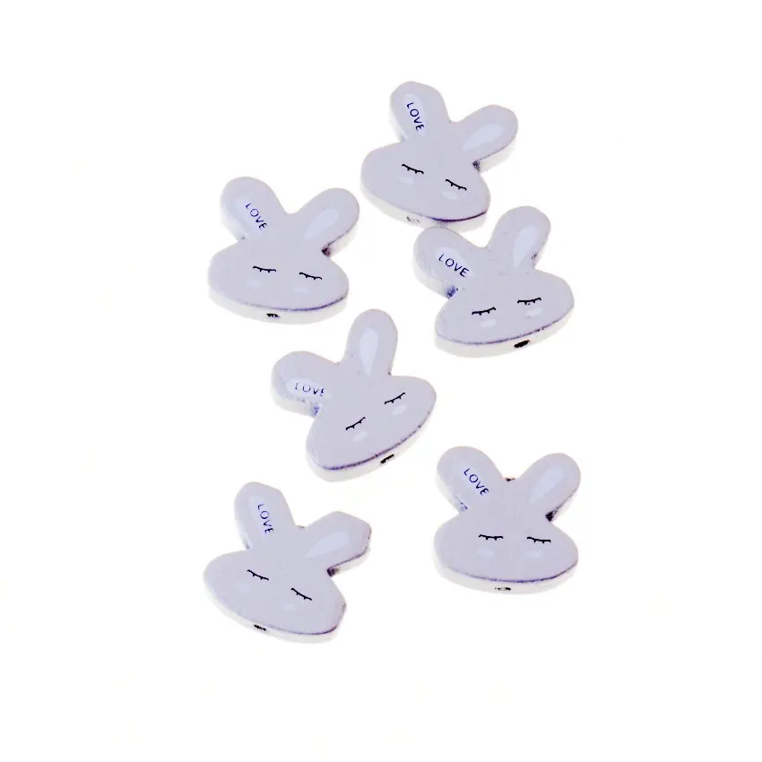 Free Shipping 20pcs Wooden Beads Lovely Rabbit Styles Spacer Beading Wood Beads Toys For Baby DIY Crafts Kids Toys 20x19mm